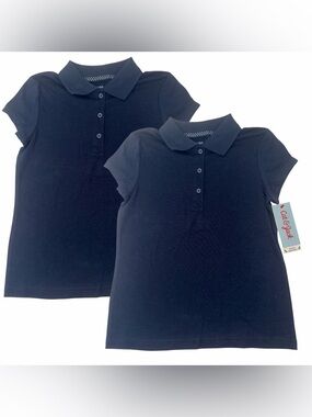 Girls School Uniform Polo Shirts Lot Size S (6/7) Cat & Jack Navy Short Sleeve 2
